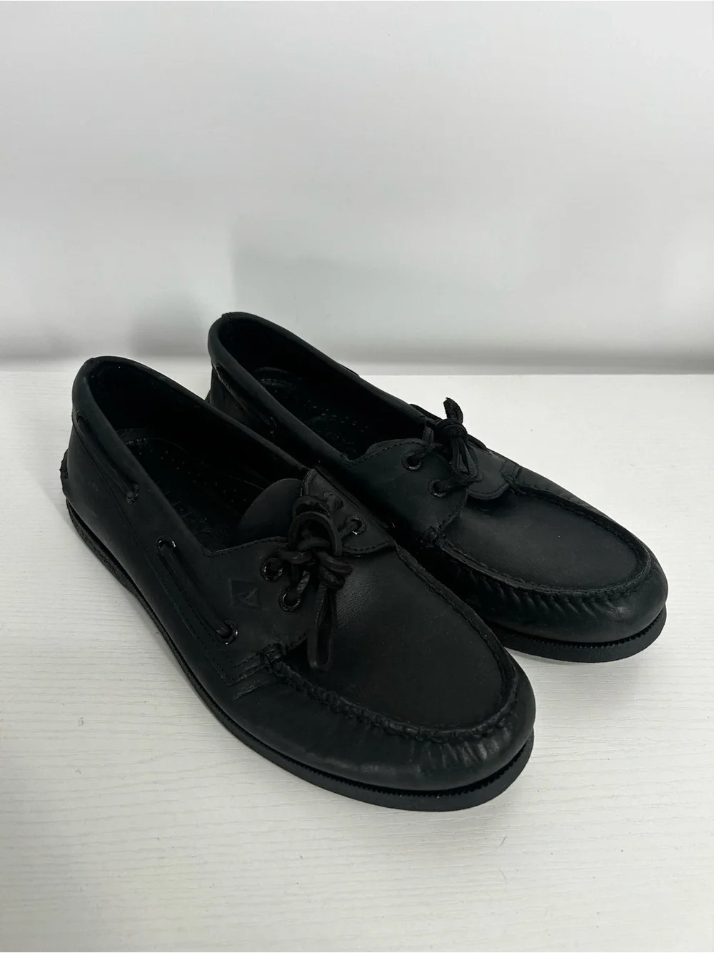 Sperry Top-Sider Authentic Original Black Leather Boat Shoes Mens 9.5M 0836981